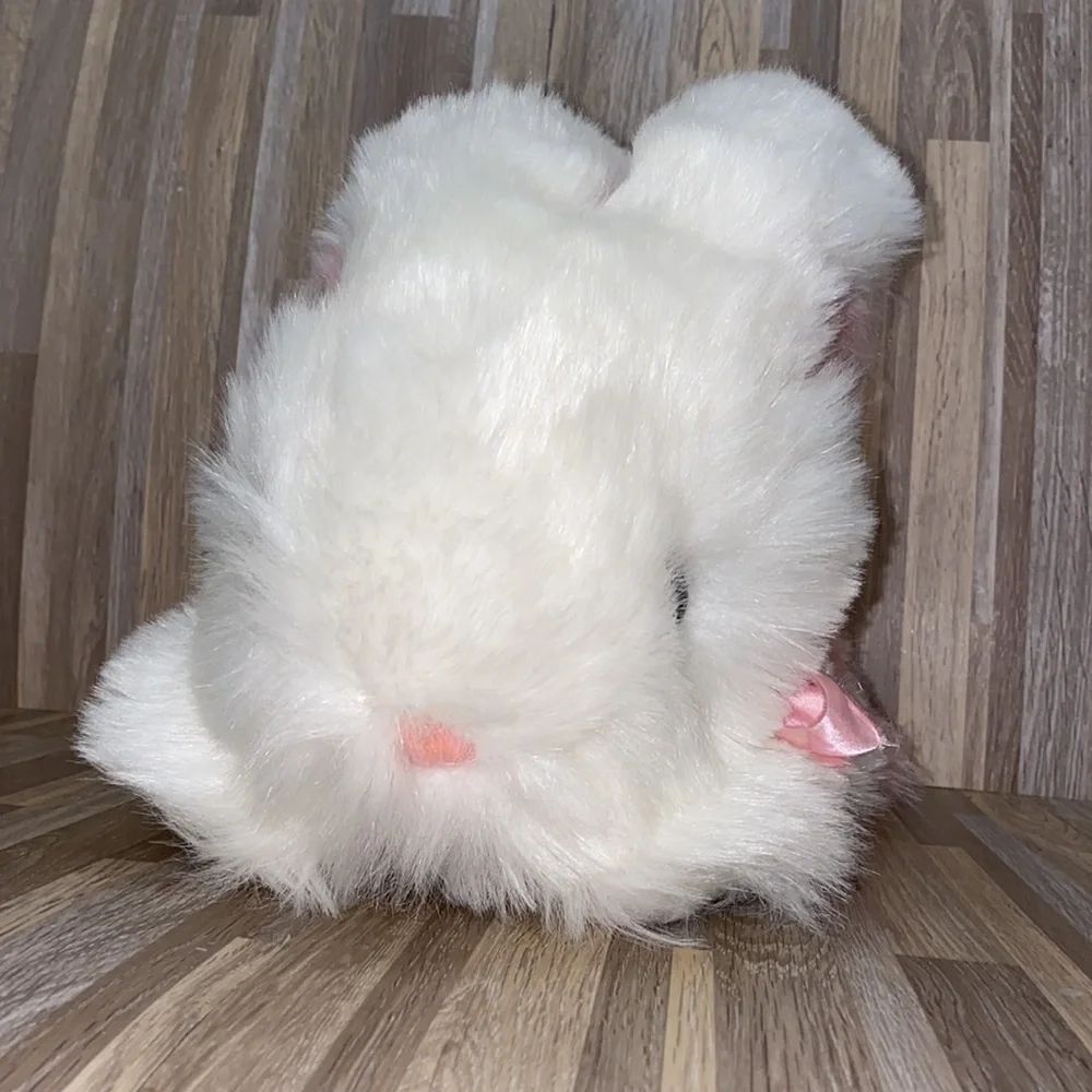 Pink Easter Bunny plush stuffed animal Easter basket filler fluffy plush vintage